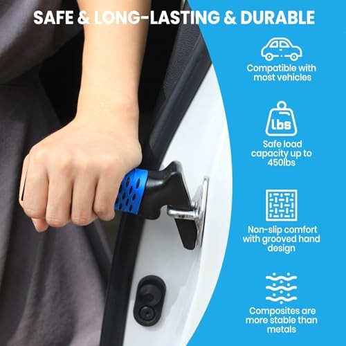 Car Door Handle for Elderly, Car Handle Assist Support, 1 Pack with Strap Blue
