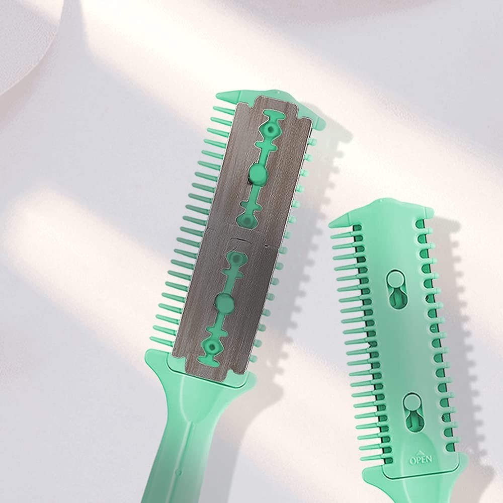 3 Pack Double Sided Haircut Razor Comb Split Ends Trimmer Styler Green