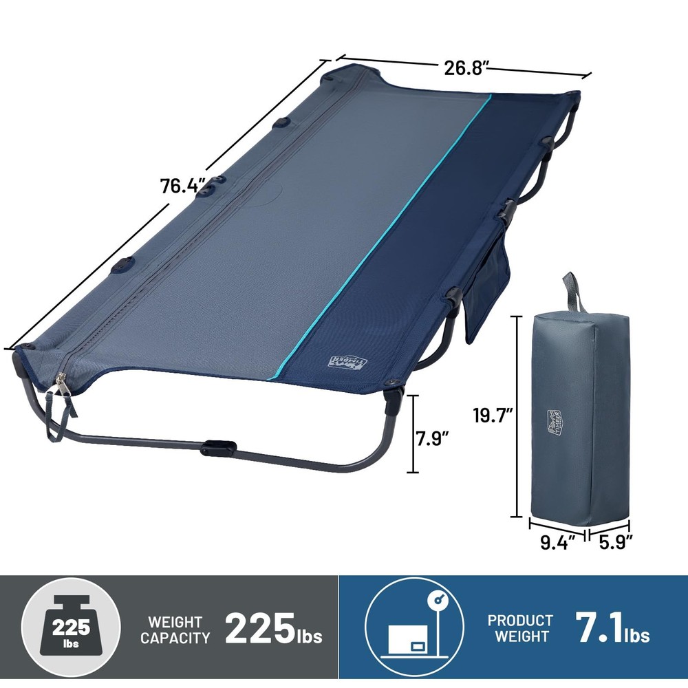 20-Second Quick Set-Up Camping Cot, Lightweight Aluminum Folding Cot with Zip...