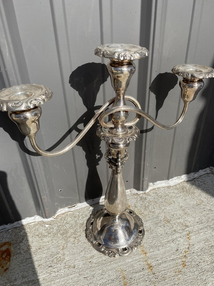 Beautiful Antique Silver Plate Baroque By Wallace Candelabra Design 14” NL