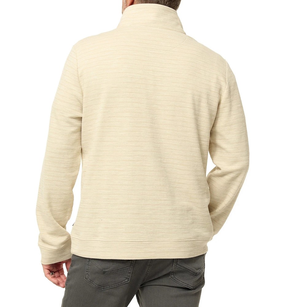 Dockers Men's Quarter Zip Regular Fit Textured Fabric Pullover, Beige, Size M