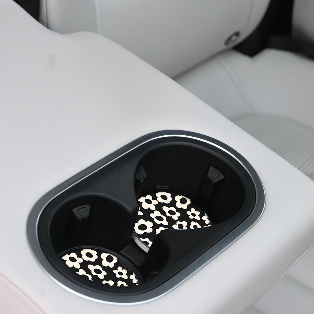 Absorbent Car Coasters 2 Pack for Cup Holders, 2.56" Ceramic Stone & Non-Scratch