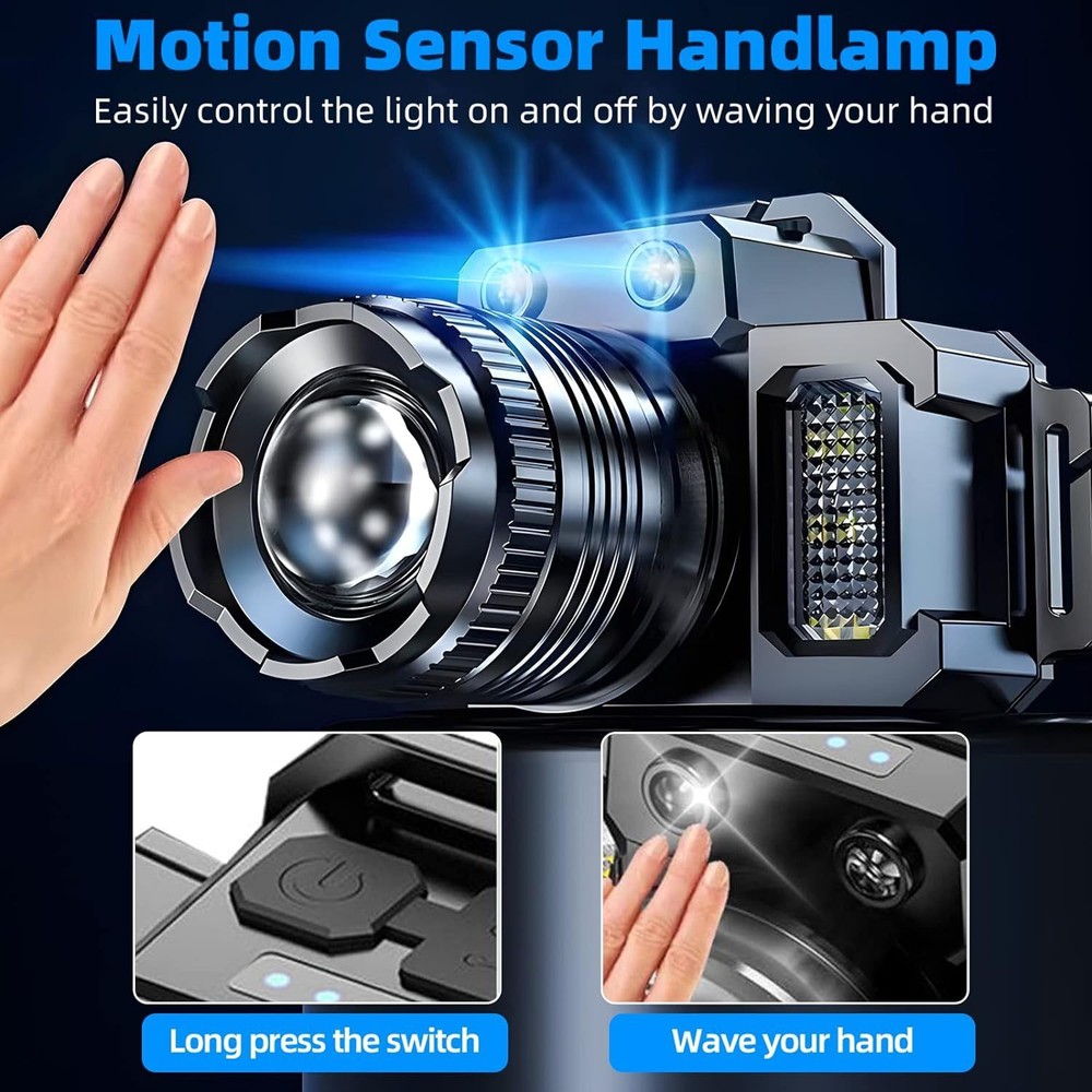 Powerful 12000000LM LED Rechargeable Headlight Zoomable Headlamp Head Torch US