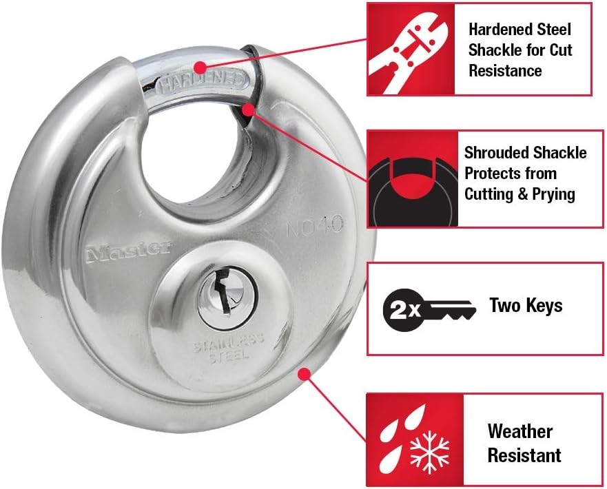 Master Lock 2-3/4 Inch Discus Padlock Stainless Steel