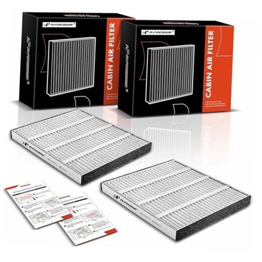 2-PC Under Driver Side Dash Cabin Air Filter with Activated Carbon Compatible