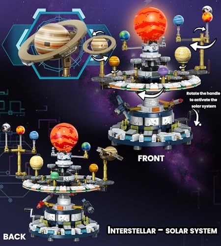 Rotatable Solar System Building Set, Space Exploration Building Blocks Set,
