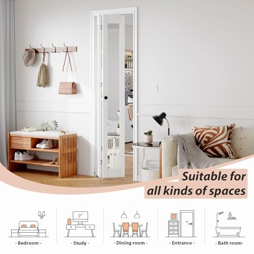 Preassembled Bifold Mirrored Barn Doors for 24x80 24"x80" White