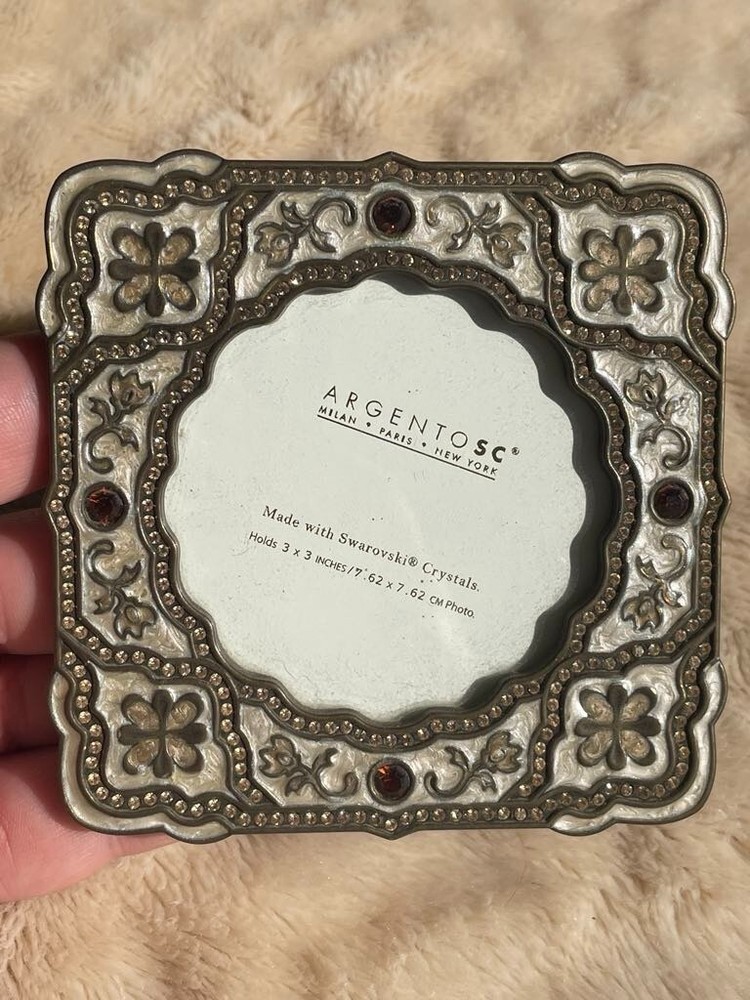 ArgentoSC Enameled Frame with Swarovski Crystals - 3"x3"