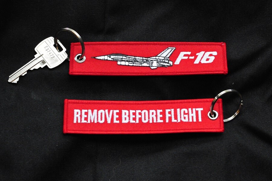 F-16 Fighting Falcon keychain keyring bagage label