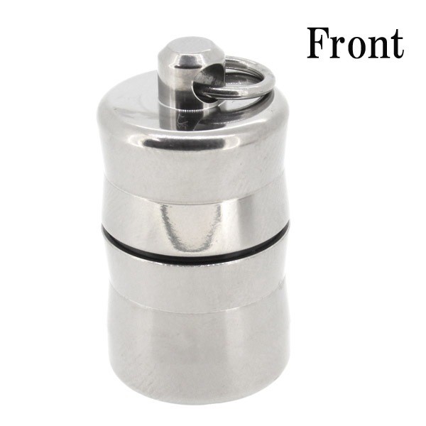Leger Wave-Finish Wide Titanium Cylinder Pill Case
