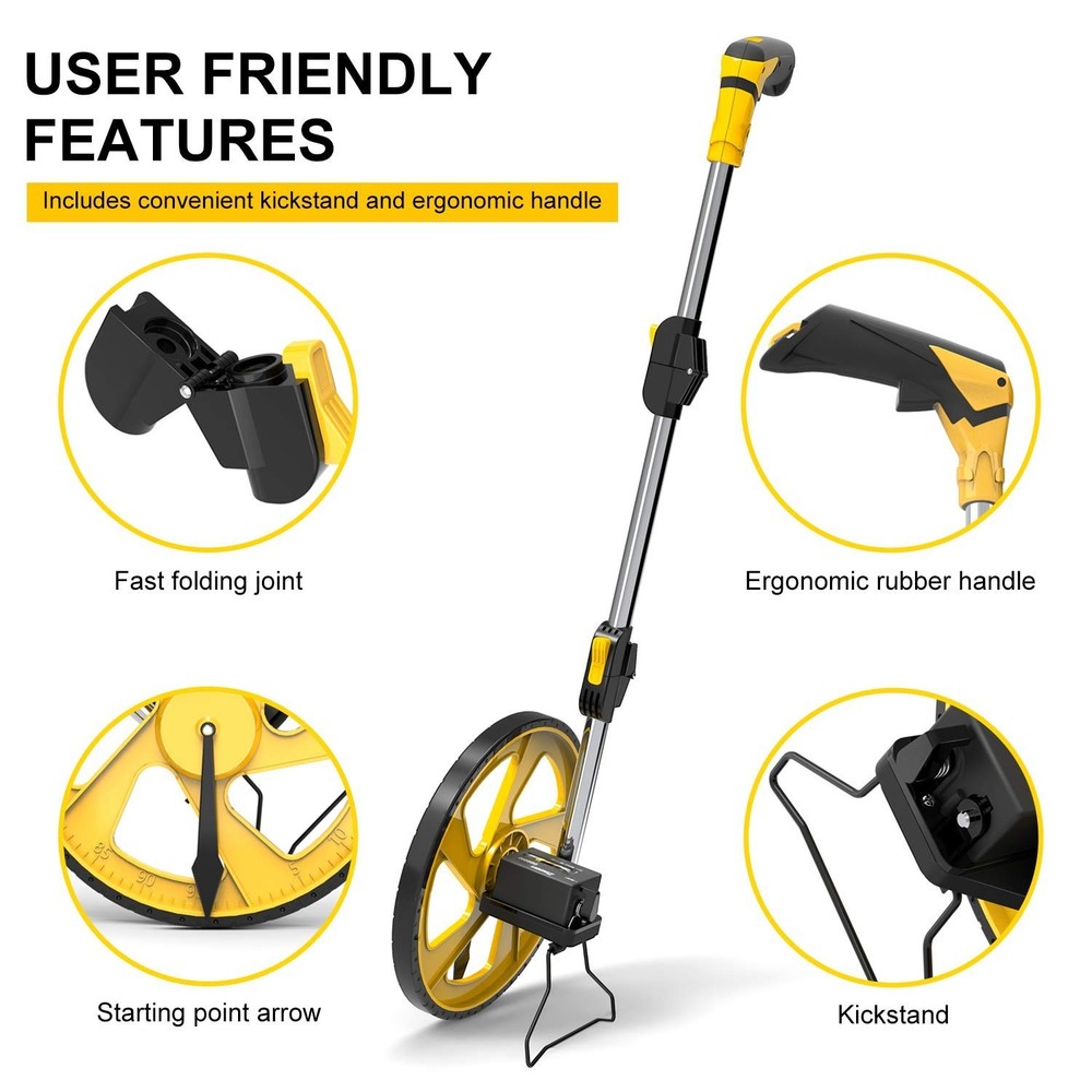 Innovative 10,000m Measuring Wheel - Foldable Design with Backpack, Easy Reset