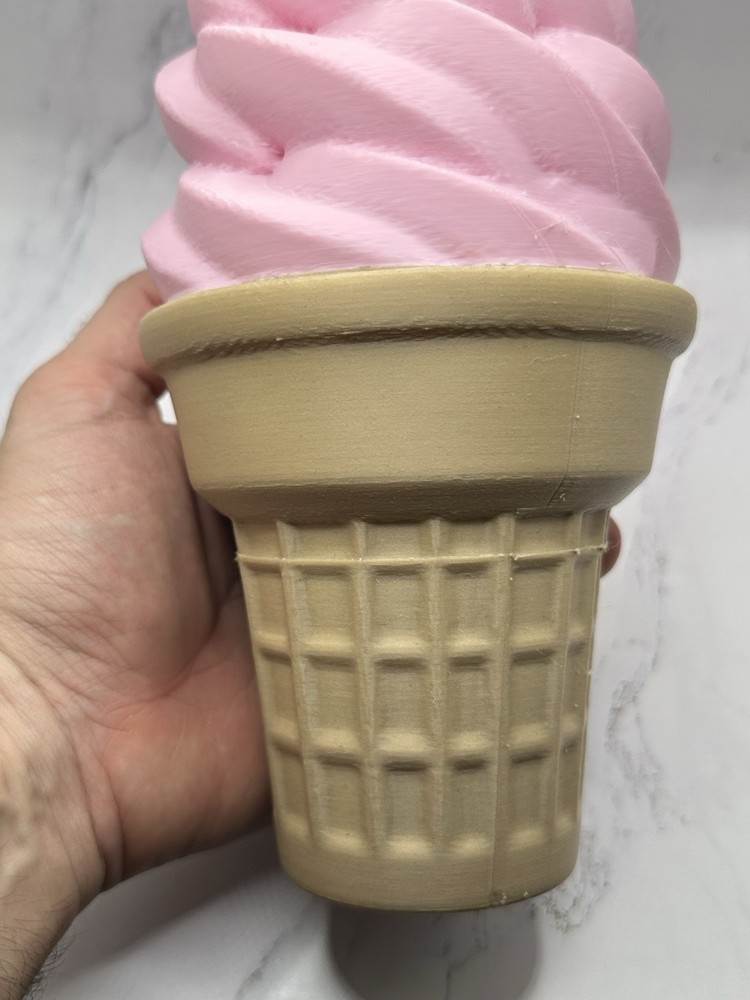 Oversized 10” Soft Serve Ice Cream Cone Display Prop - Strawberry