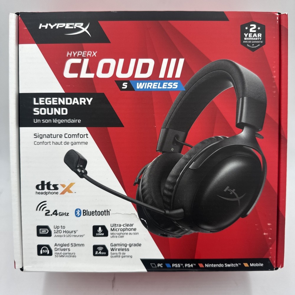 HyperX Cloud III S Wireless - Gaming Headset (Black) Open Box