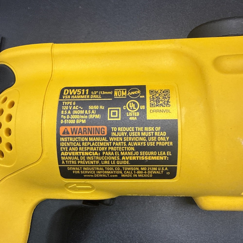 DEWALT P109 DW511 1/2" VSR Corded Hammer Drill