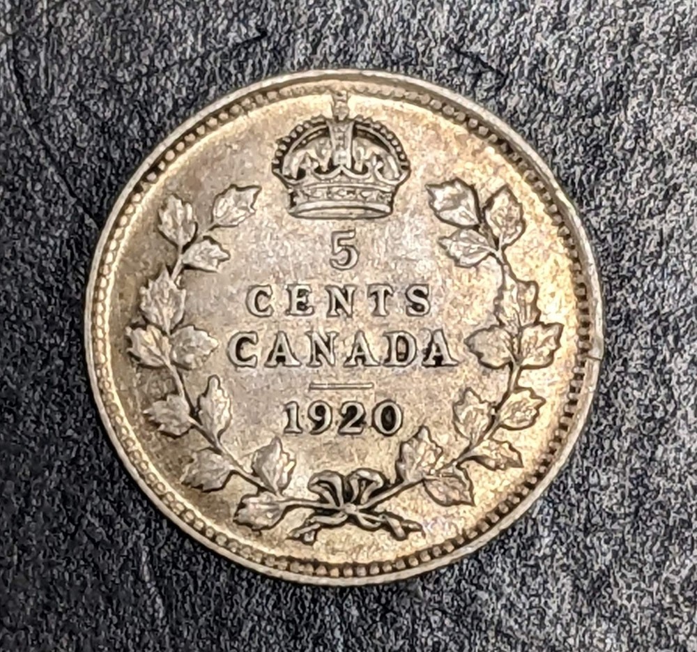 1920 Canada Silver 5 Cents George V