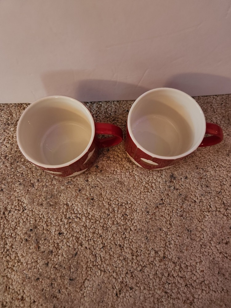 2 Excellent Stackable 2012 Starbucks 14oz Red W/White Gold Ornaments!