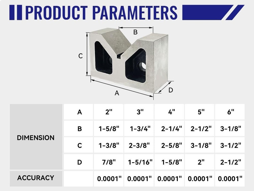 Cast Iron V Block Set for Precision Machining – 4 X 2-1/4 Inch Pair