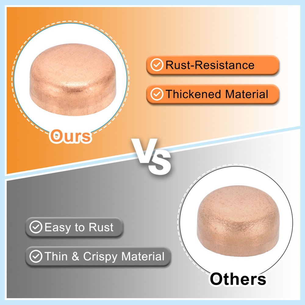 3-1/2 Inch ID Copper Pipe End Cap, Copper Fitting Cap Sweat Plug Connection