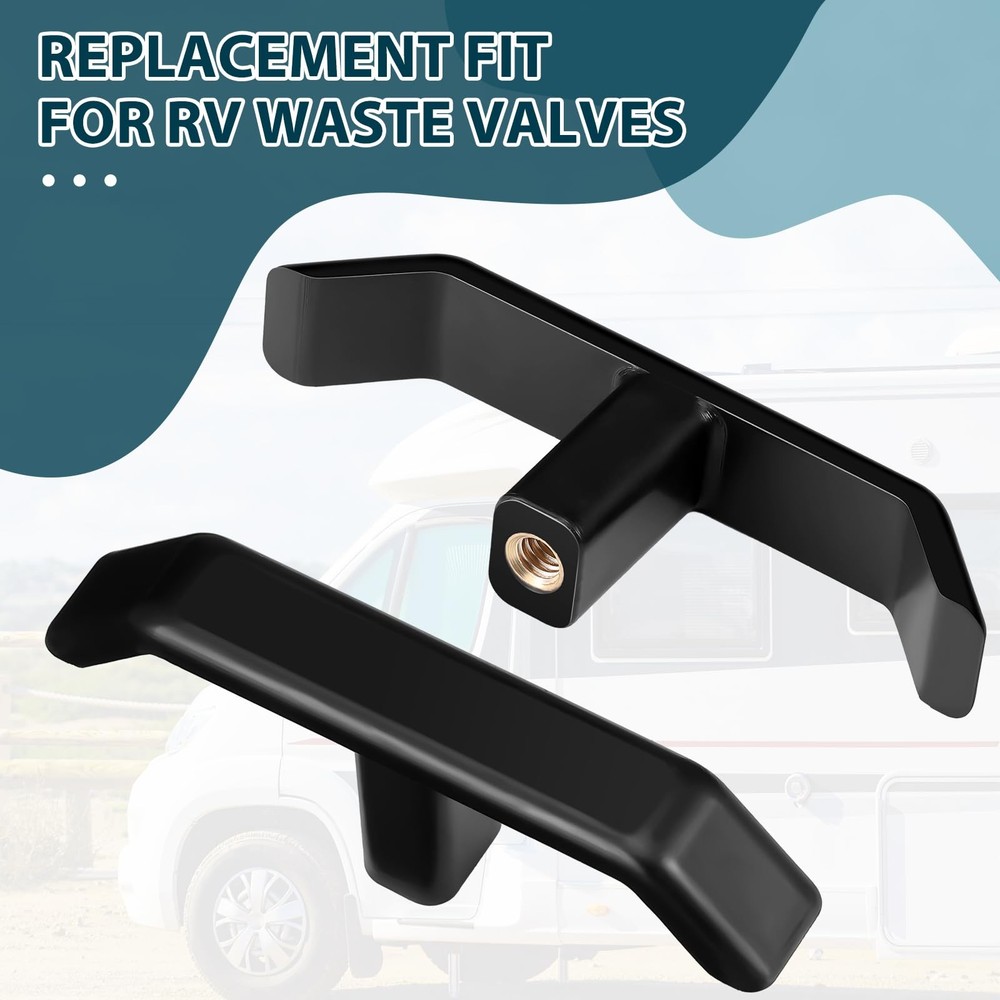 Wonderjune 3 Pack RV Waste Valve Handle Replacement, Extension Black