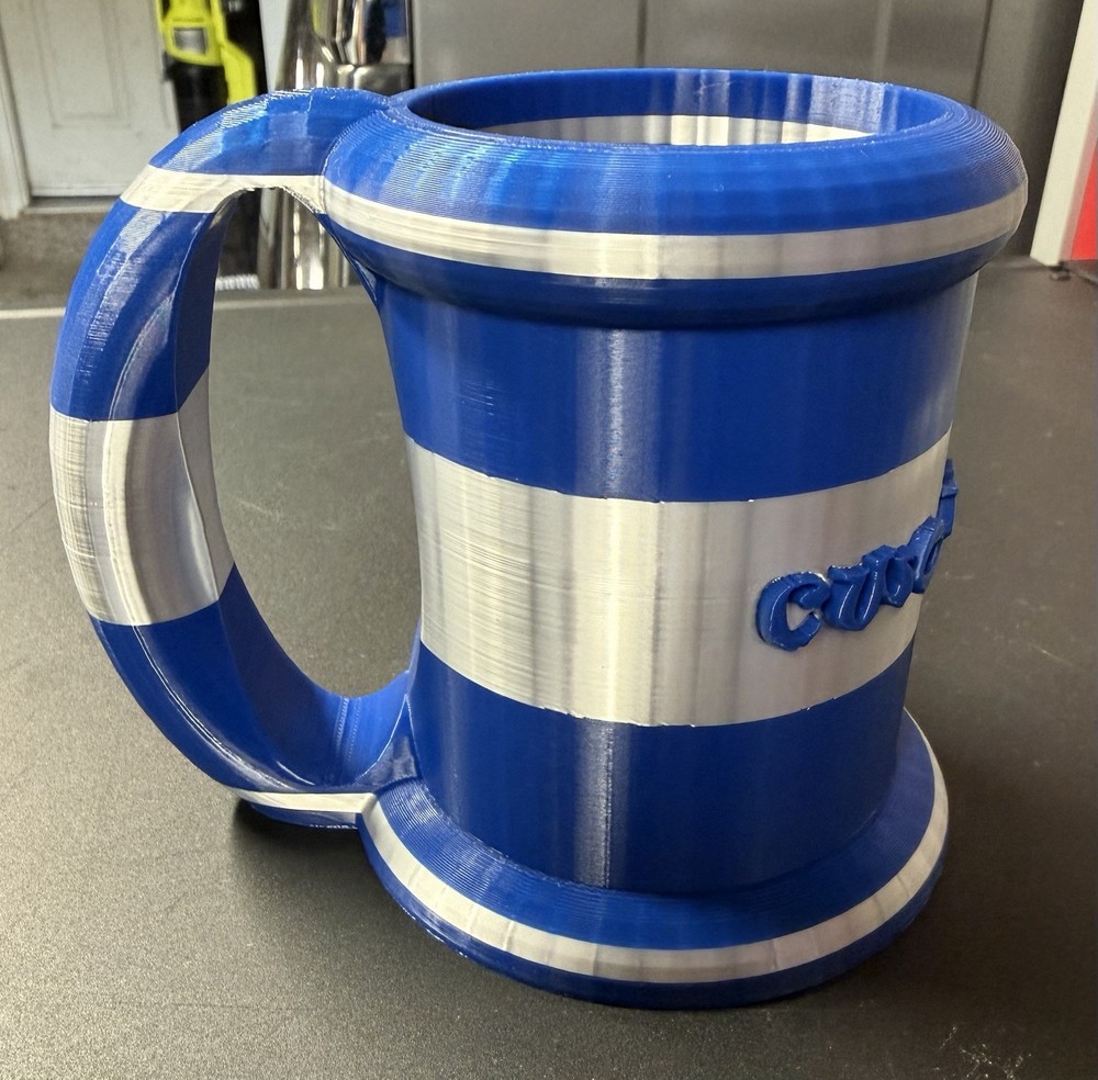 Personalized USCG Warrant Officer drink holder with handle.