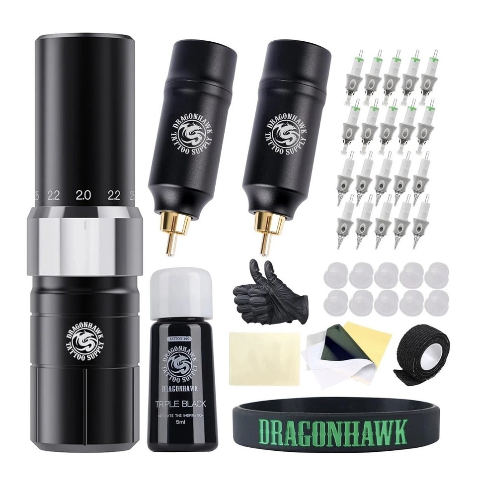 Dragonhawk Tattoo Kit Tour Y23 Wireless Tattoo Kits 2 Replaceable Batteries