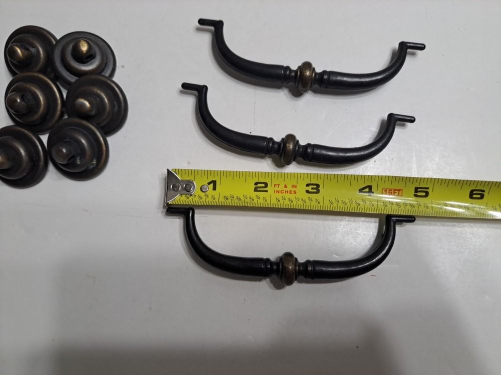 Vintage Set Of 3 Drop Bail Drawer Pulls Black