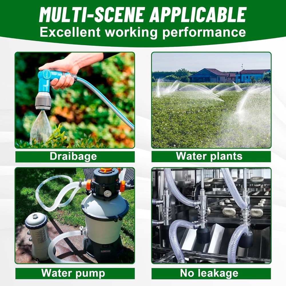 3.3FT 1" ID x 1.25" OD Steel Wire Suction Hose PVC Reinforced Tubing High Pre...