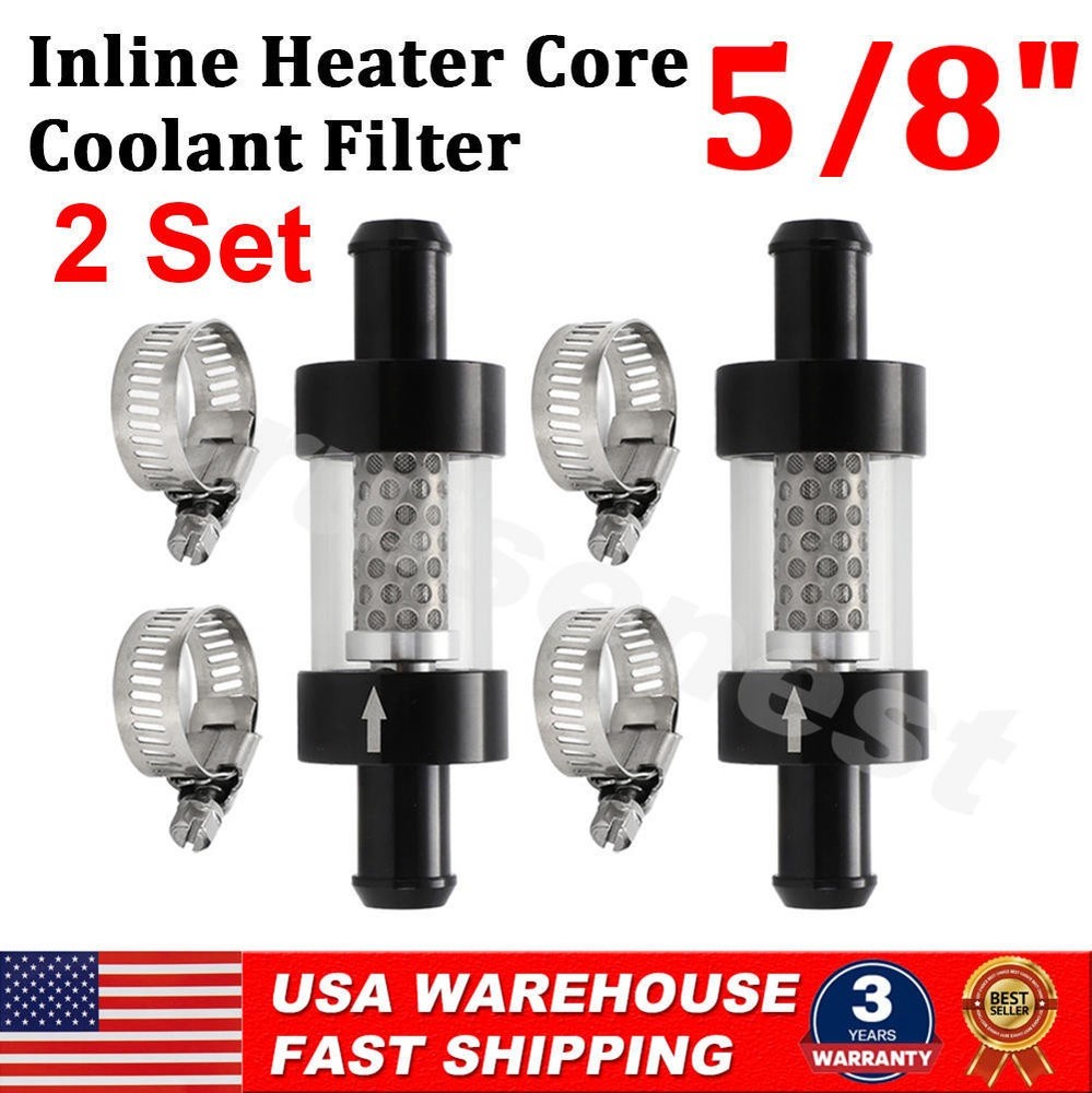 2x 5/8" Universal Filter Inline Heater Core Coolant Filter and Inspection System