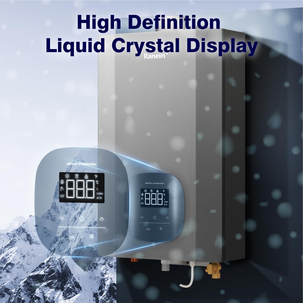 Ranein Propane Gas Tankless Water Heater, Indoor Max 4.3 GPM, 100,000 BTU