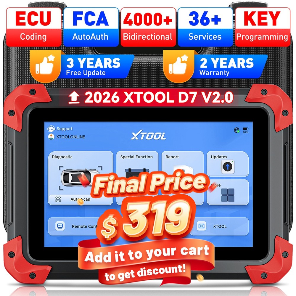 2026 XTOOL D7 V2.0 Full System Diagnostic Bidirectional Scanner Key Programming