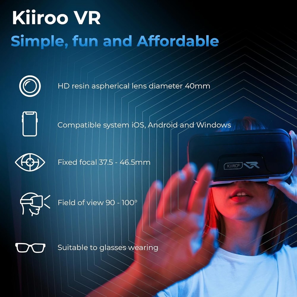 VR Headset for Phone – Mobile VR Glasses for iPhone, Android & Windows, Fits ...