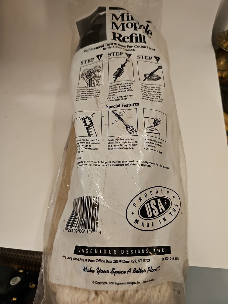 Miracle Mop Refill Replacement Mop Head Original 1993 Vintage Model New
