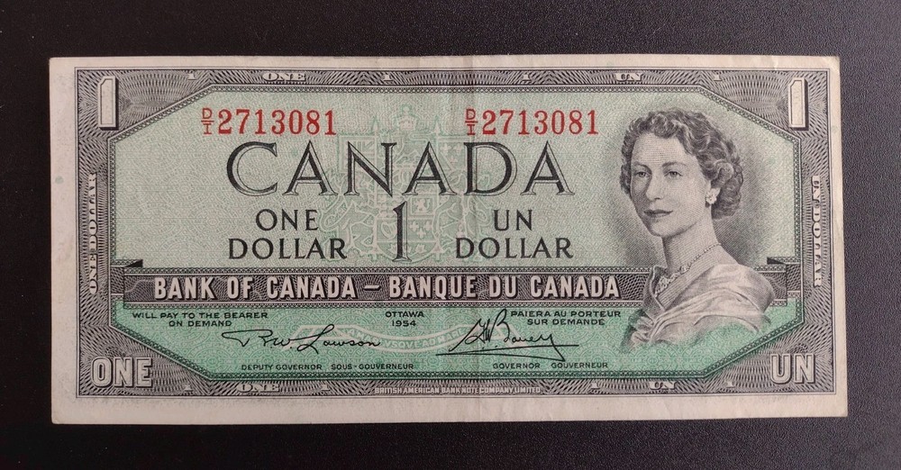 1954 Canada 1 Dollar Banknote -Better Grade- V359