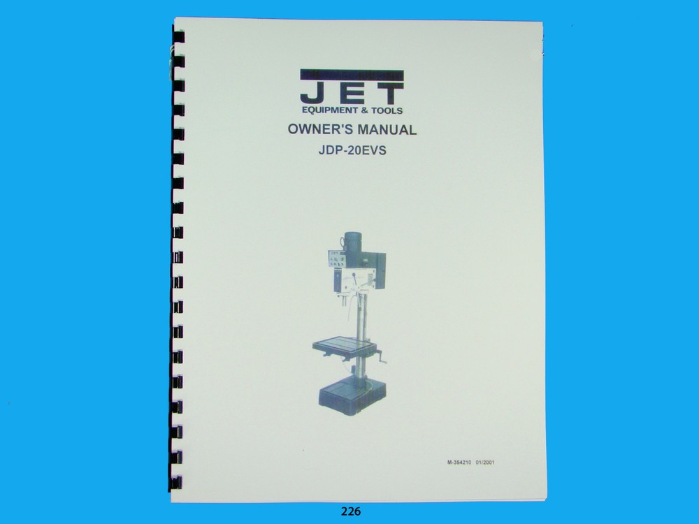 Jet   JDP-20EVS Drill Press Owners  Manual *226