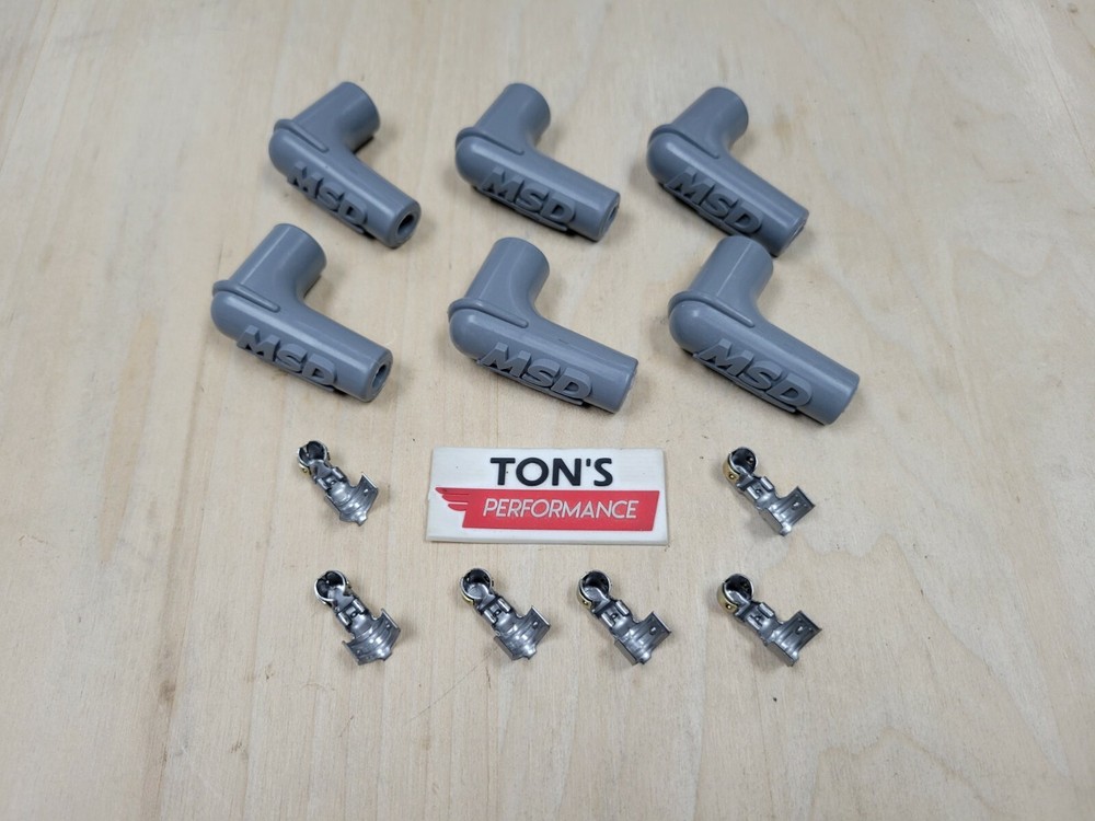 Set of 6 MSD Ignition Spark Plug Wire Boots Terminals 90 Degree Right Angle Kit