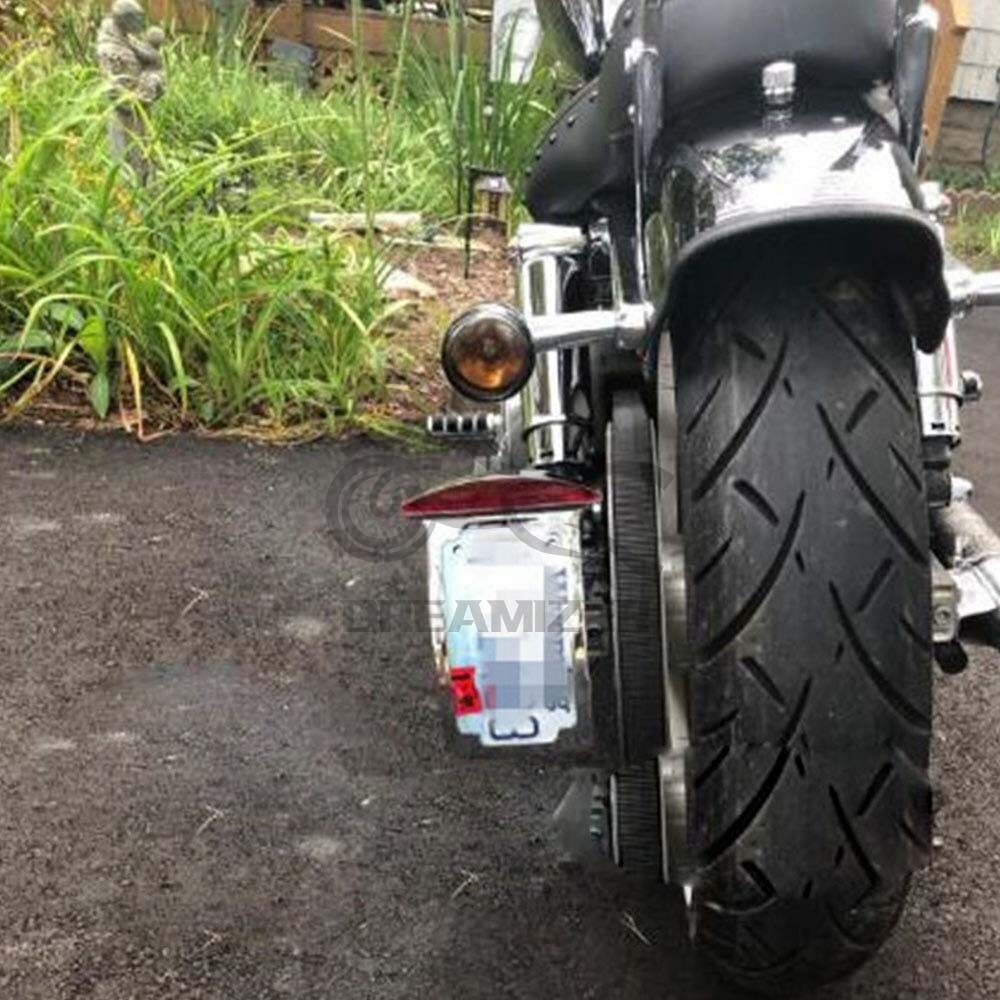Black Vertical Side Mount License Plate Holder Bracket Tail Light for Harley US