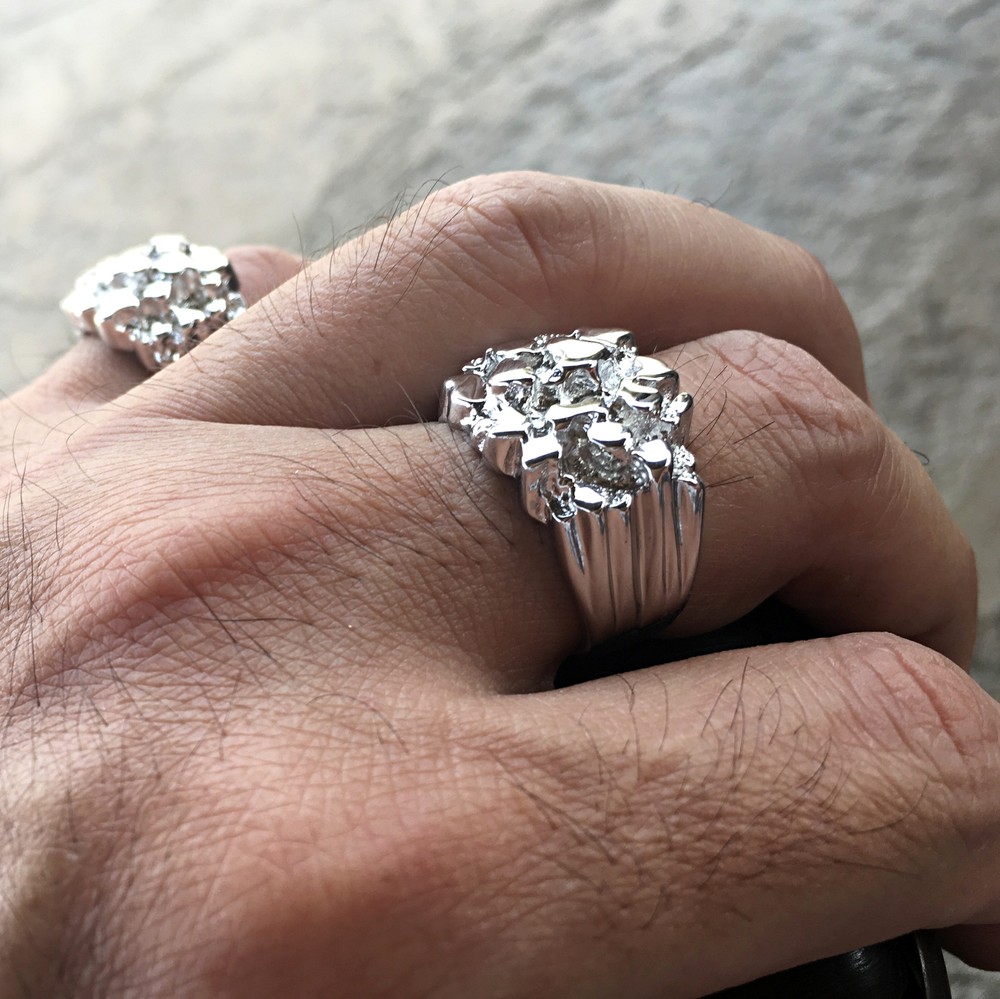 Men's Solid 925 Sterling Silver Nugget Ring Brutalist Anillo De Plata Pinky 6-13