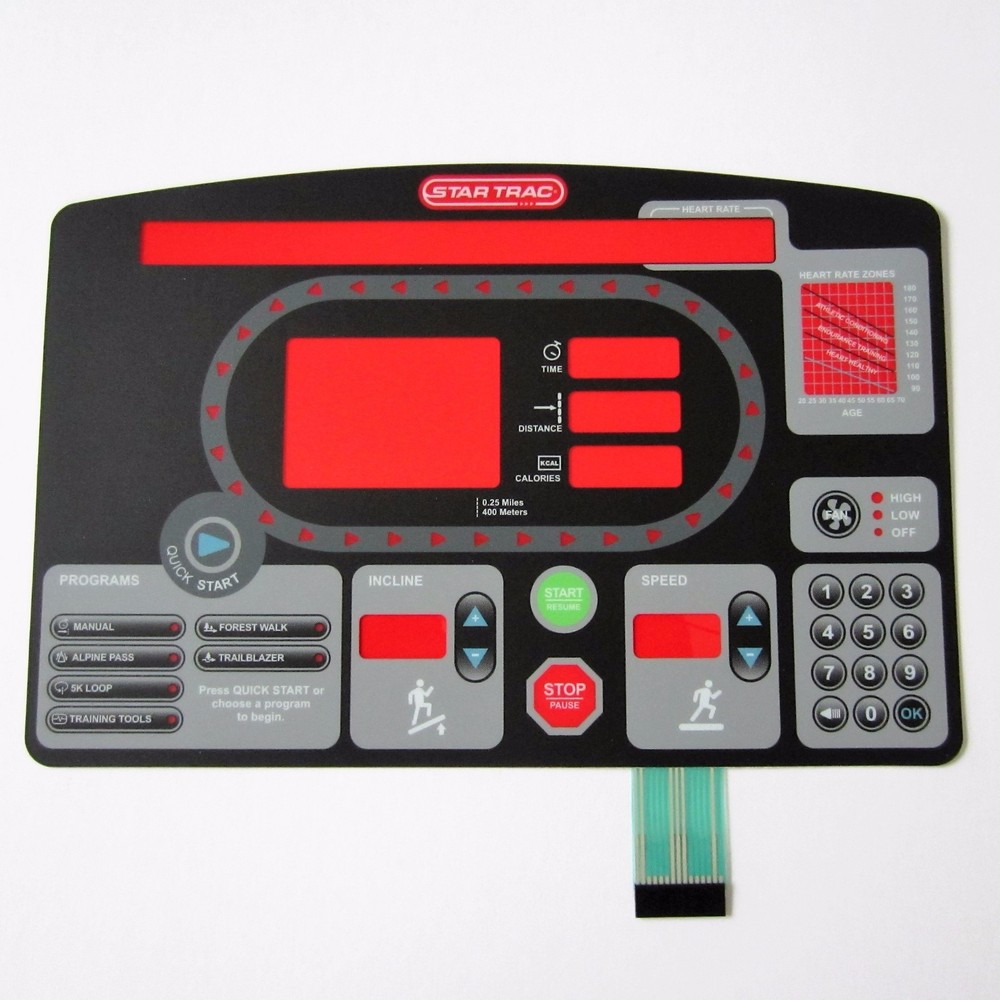Star Trac 7600 Treadmill 6 Program Replacement Overlay / Keypad