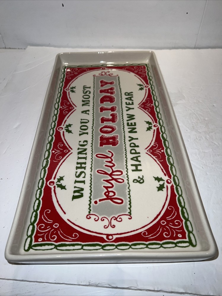 Lori Siebert Ceramic Christmas Serving Platter 12.5”/6.6” Joyful Holiday