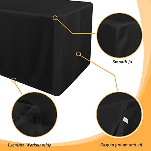 2 Pack Tablecloth Fitted Table Clothes for 4 Foot Rectangle 4FT | 2 Pack Black