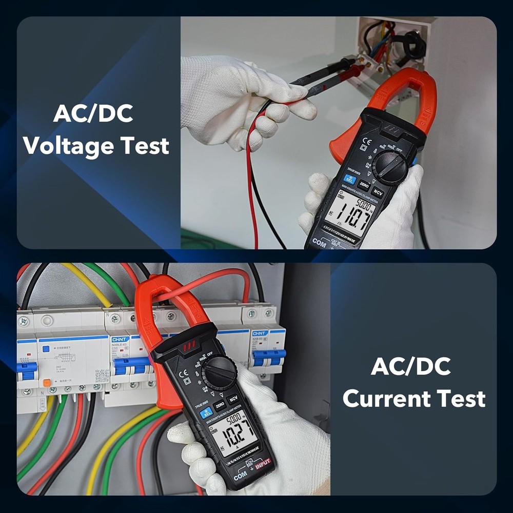 Digital Clamp Meter Multimeter Tester TRMS 6000 Counts Amp Volt Meter,Diode &NCV