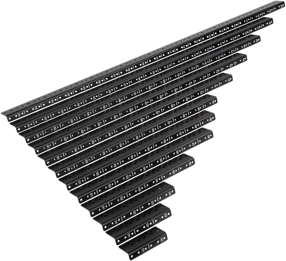 Robust Black 20U Rack Mount Rails with Multiple Mounting Holes - Quick Setup