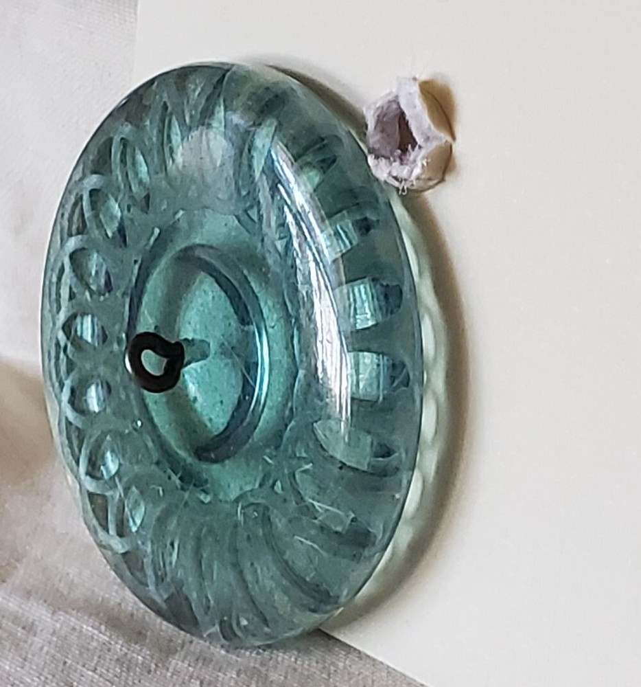 Bb AQUA dyed LUCITE Vintage Polymer BUTTON LARGE