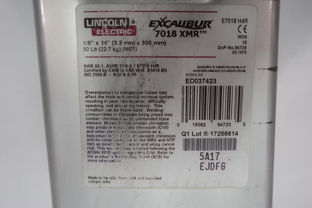 Lincoln E7018 H4R Electrode 1/8in 14in 50lb