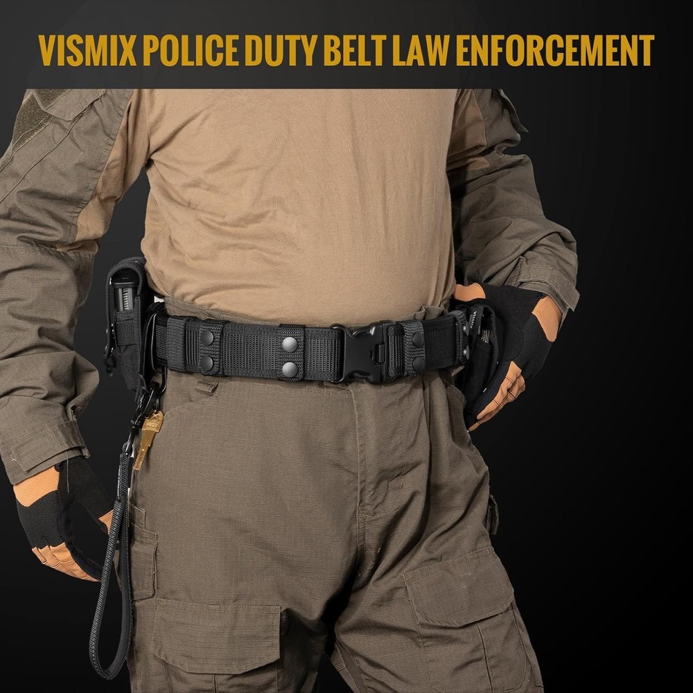 Durable Black Nylon Tactical Belt with Secure Buckle & Easy Access Key Holder