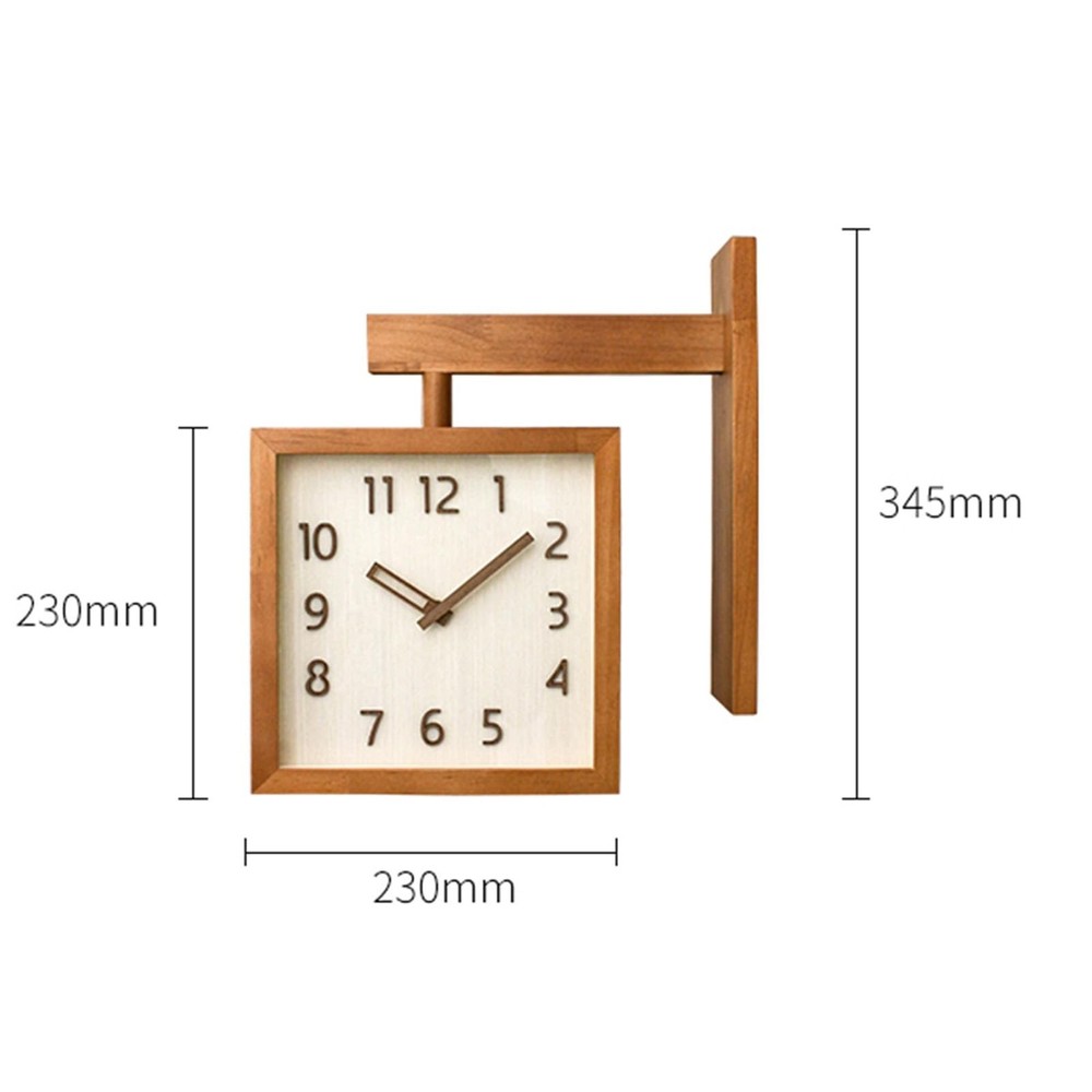 Wall Clock, Simple Silent Wall Clock, Square Double Sided Clock Wooden Decora...