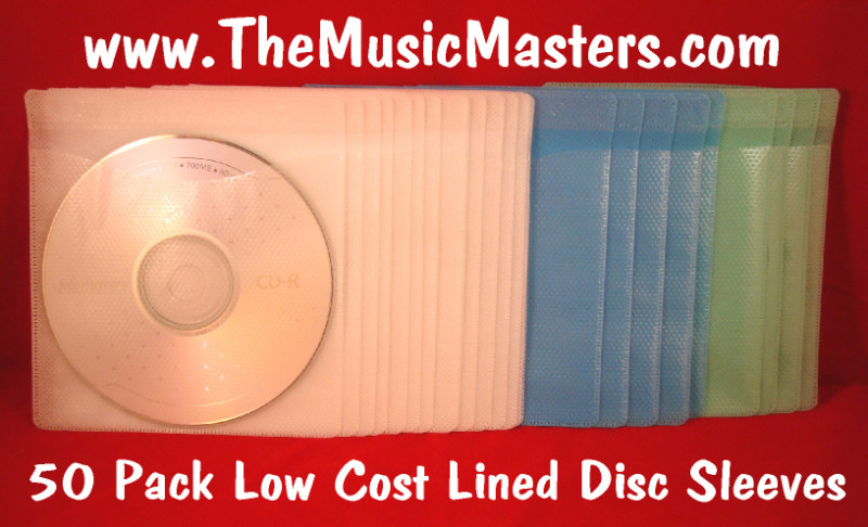 NEW 50 Pack Lined CD, DVD, Blu-Ray Disc Protective Storage Case Sleeves Holders