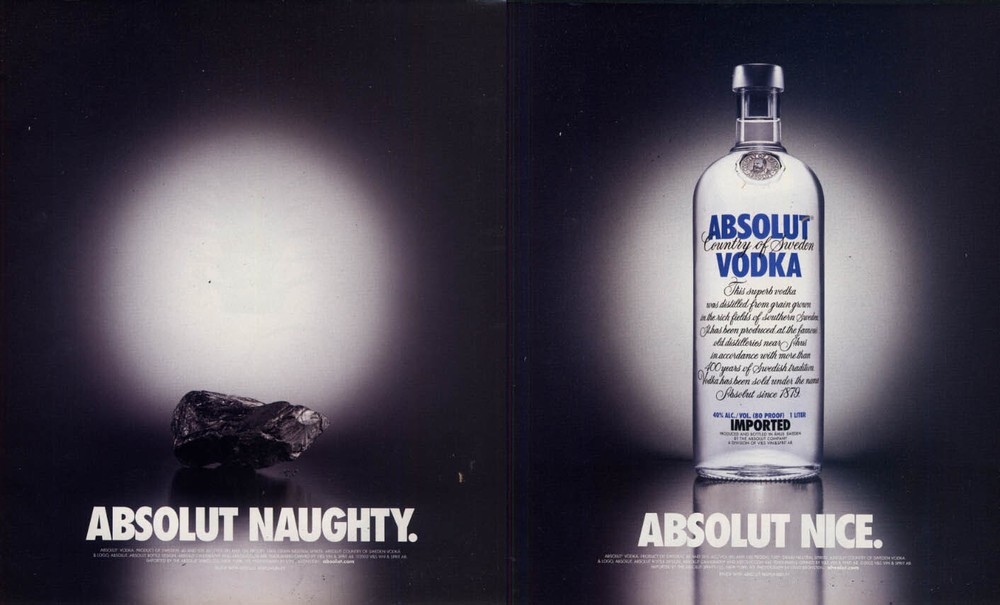Absolut Naughty. Absolut Nice. Absolut Vodka ad 2002