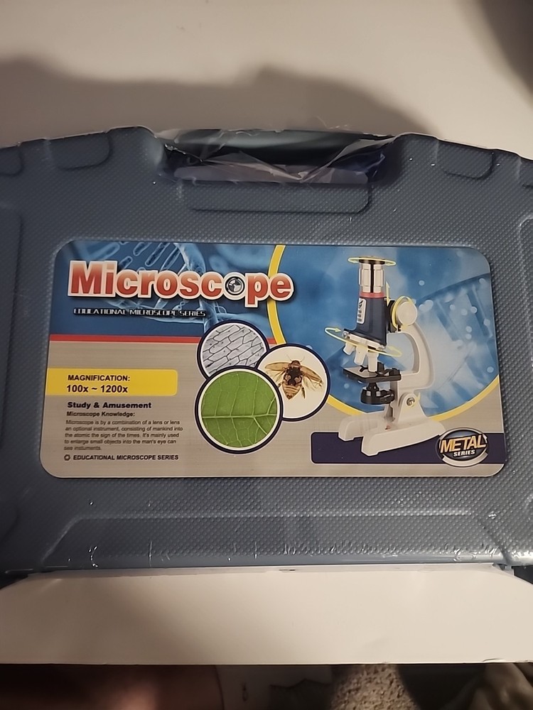 Kids Microscope Kit 100x 1200x Educational Science Set w Case New