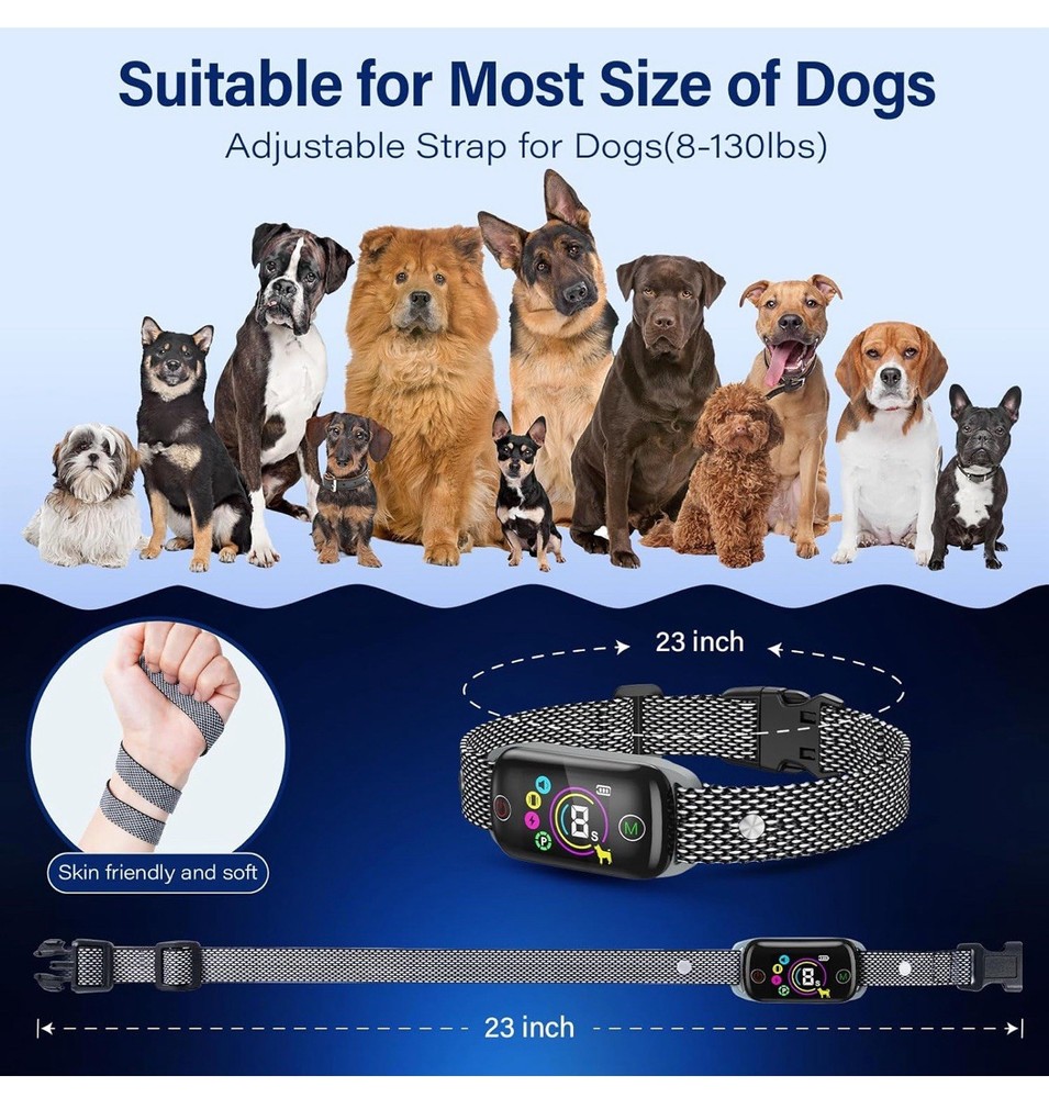 Smart Automatic AI Shock Collar for Dogs Rechargeable Training Collar 4 Modes